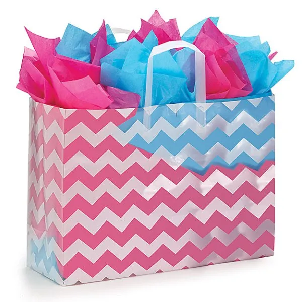 White Chevron Tote Bags - 10 Pack