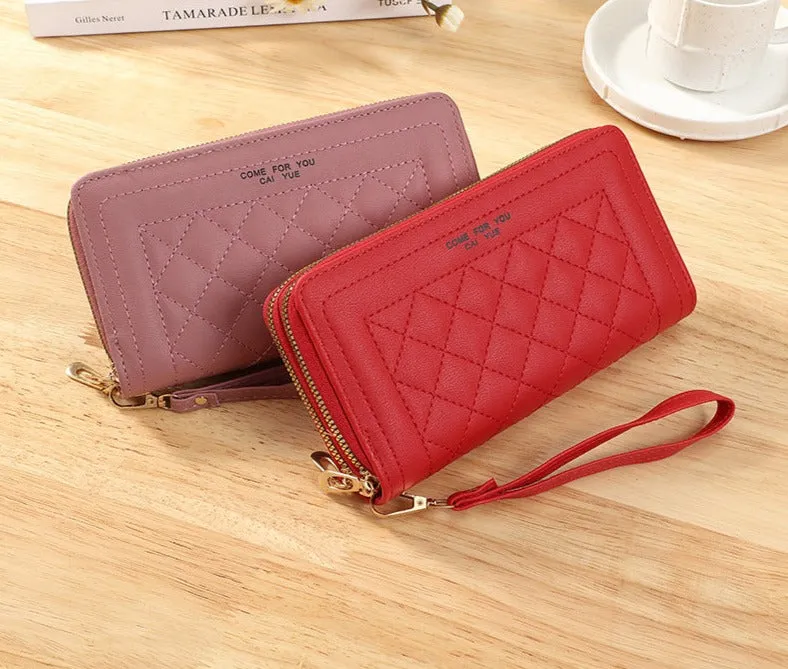 Women Wallets Long Double Zipper Coin Purses Female Brand Luxury Designer Clutch Phone Bag