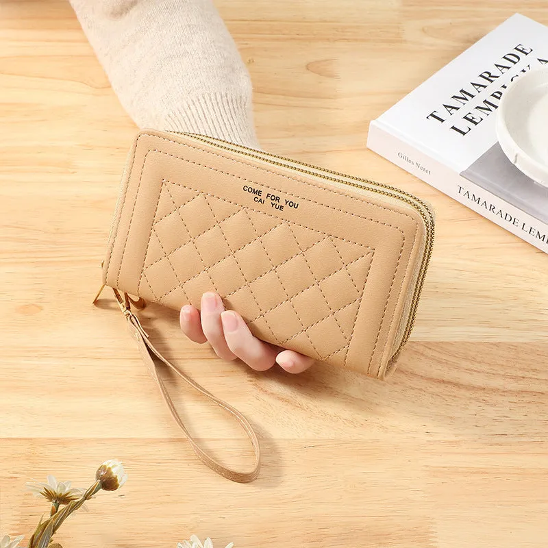 Women Wallets Long Double Zipper Coin Purses Female Brand Luxury Designer Clutch Phone Bag